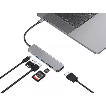 Conceptronic DONN02G nešiojamojo kompiuterio dokas / prievadų replikatorius USB 3.2 Gen 1 (3.1 Gen 1) Type-C aliuminis