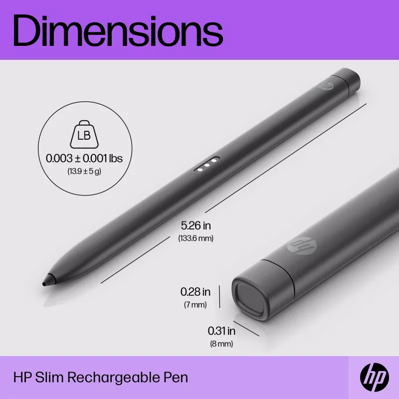 HP Slim Rechargeable Pen juodas su įmontuota baterija