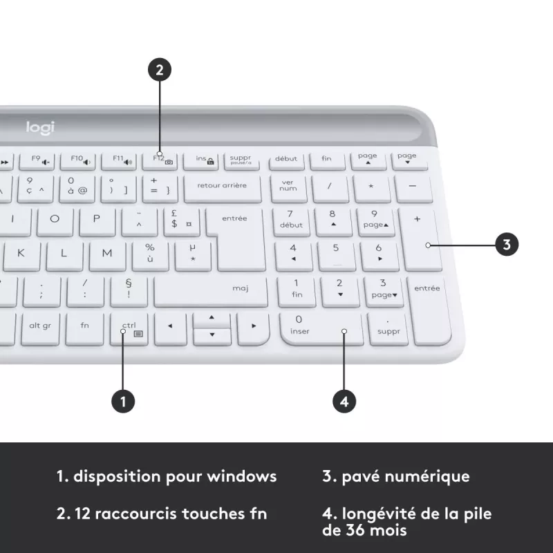 LOGITECH MK470 belaidis klaviatūros ir pelės rinkinys – Offwhite – AZERTY prancūzų