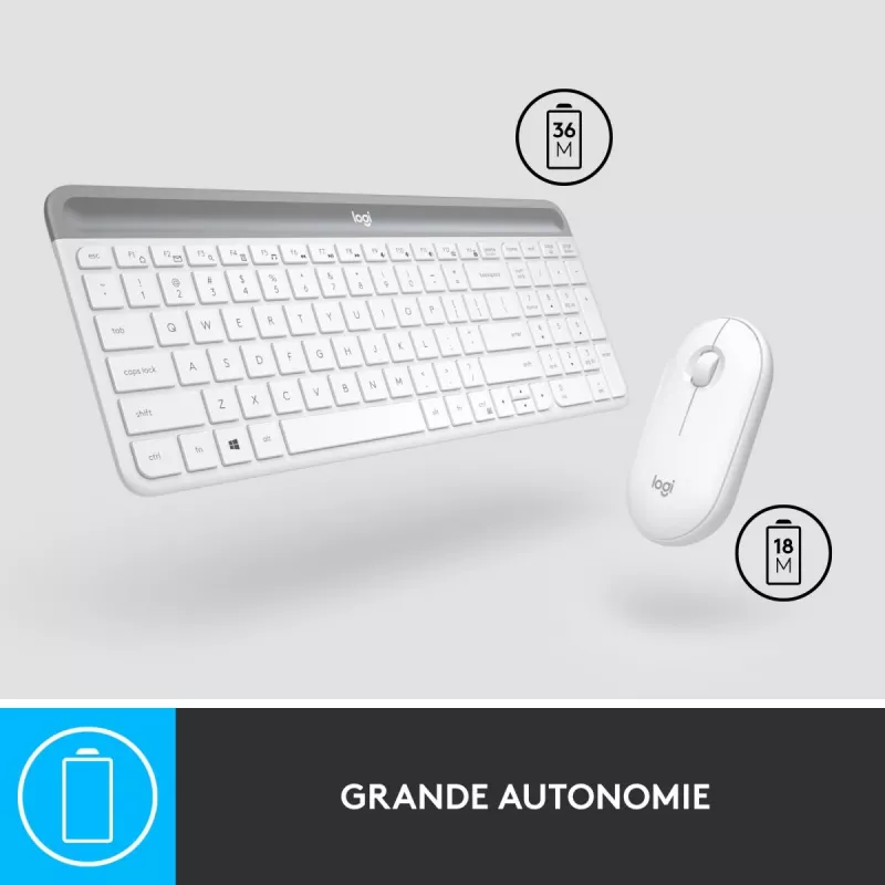 LOGITECH MK470 belaidis klaviatūros ir pelės rinkinys – Offwhite – AZERTY prancūzų