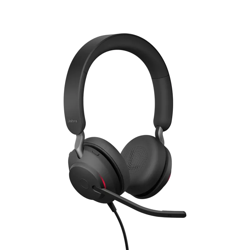 Jabra Evolve2 40 SE UC Stereo ausinės su mikrofonu, uždedamos ant ausų, laidinės USB-A, 3 mikrofonai, juodos