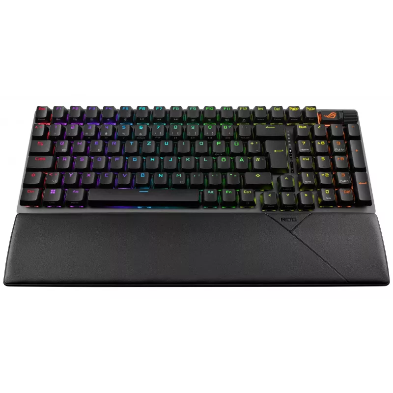 ASUS ROG Strix Scope II 96 Wireless klaviatūra, USB + RF Wireless + Bluetooth, QWERTZ vokiškas išdėstymas, juoda