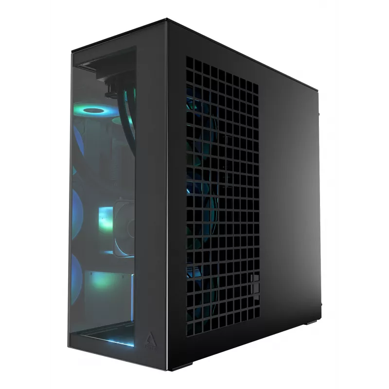 Korpusas ARCTIC Xtender VG (Mirror Black) Premium E-ATX su vertikaliu GPU montavimu