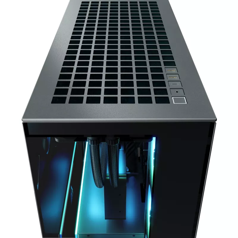 Korpusas ARCTIC Xtender VG (Mirror Black) Premium E-ATX su vertikaliu GPU montavimu
