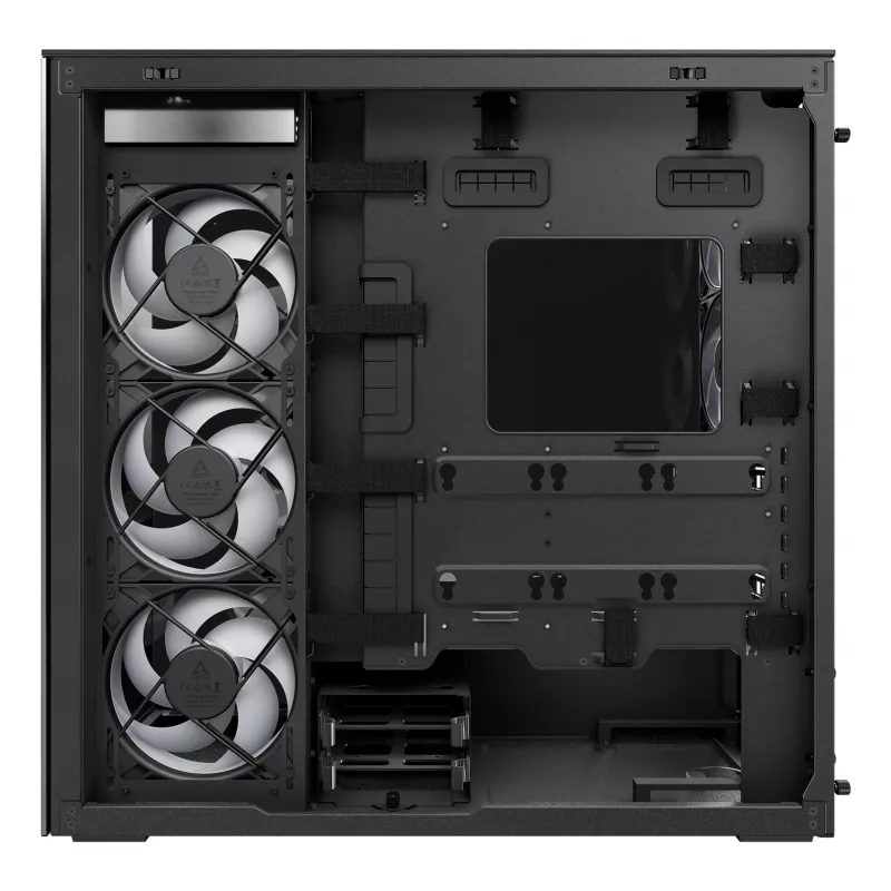 Korpusas ARCTIC Xtender VG (Mirror Black) Premium E-ATX su vertikaliu GPU montavimu