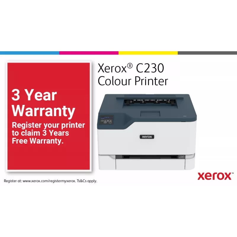 Xerox C230 A4 22ppm belaidis spausdintuvas su dvipusiu spausdinimu, PS3, PCL5e/6, 2 padėklai, iš viso 251 lapas