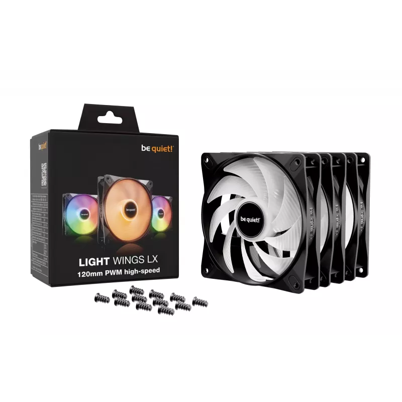 be quiet! LIGHT WINGS LX 120mm PWM High Speed 3 rinkinys Juodas kompiuterio korpuso ventiliatorius 12 cm 3 vnt.