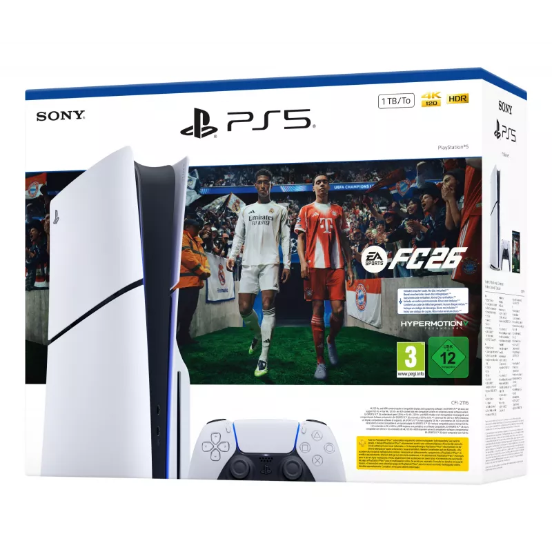 Sony PlayStation 5 + EA Sports FC 26 rinkinys 1 TB Wi-Fi juoda, balta