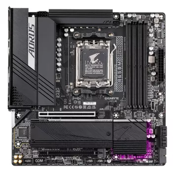 GIGABYTE B650M AORUS ELITE pagrindinė plokštė - AMD Ryzen 9000 procesoriams, 12+2+2 fazių VRM, iki 8000MHz DDR5, 1xPCIe 5.0 + 1xPCIe 4.0 M.2, 2.5GbE LAN, USB 3.2 Gen 2x2
