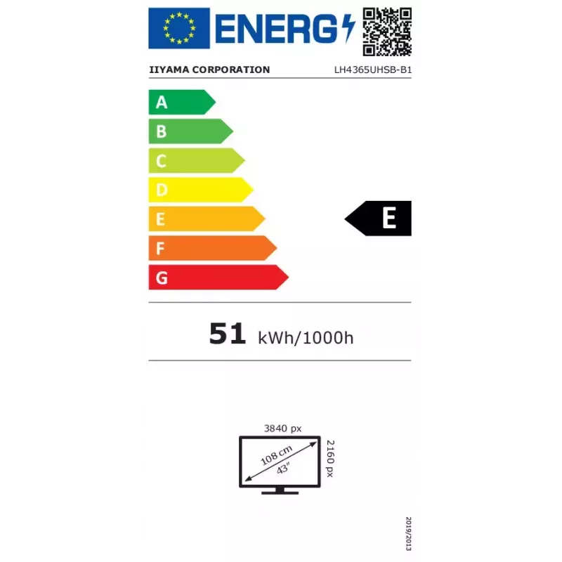 iiyama LH4365UHSB-B1 demonstracinis ekranas su kiosko dizainu 108 cm (42,5 colio) LED Wi-Fi 800 cd/m² 4K Ultra HD juodas su integruotu procesoriumi Android 11 24/7