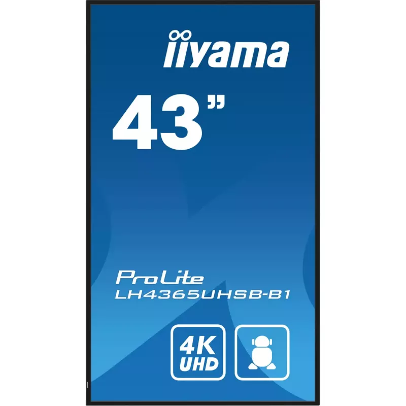 iiyama LH4365UHSB-B1 demonstracinis ekranas su kiosko dizainu 108 cm (42,5 colio) LED Wi-Fi 800 cd/m² 4K Ultra HD juodas su integruotu procesoriumi Android 11 24/7