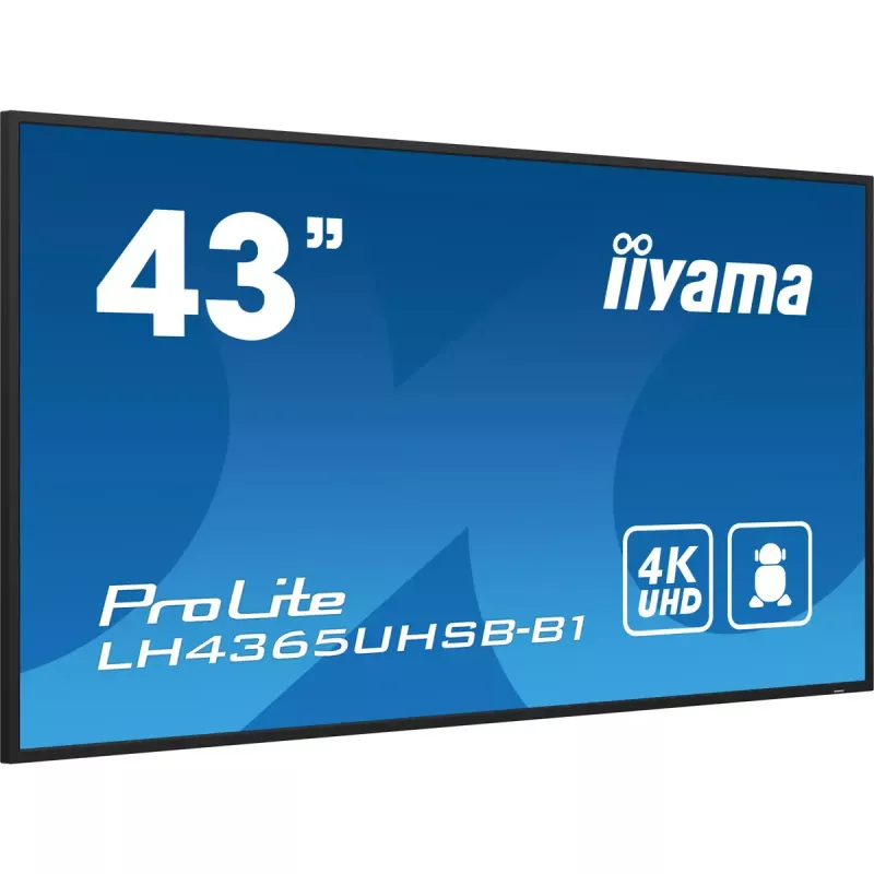 iiyama LH4365UHSB-B1 demonstracinis ekranas su kiosko dizainu 108 cm (42,5 colio) LED Wi-Fi 800 cd/m² 4K Ultra HD juodas su integruotu procesoriumi Android 11 24/7