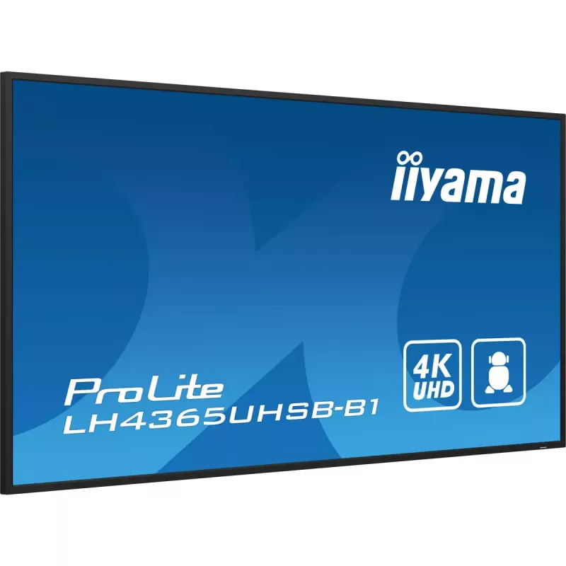 iiyama LH4365UHSB-B1 demonstracinis ekranas su kiosko dizainu 108 cm (42,5 colio) LED Wi-Fi 800 cd/m² 4K Ultra HD juodas su integruotu procesoriumi Android 11 24/7