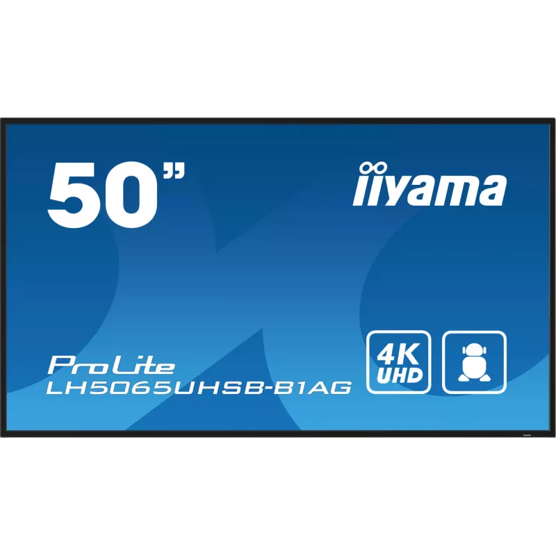 IIYAMA LH5065UHSB-B1AG skaitmeninės reklamos ekranas, 125,7 cm (49,5 colio), LCD, Wi-Fi, 800 cd/m², 4K Ultra HD, juodas, su integruotu procesoriumi, Android 11, 24/7