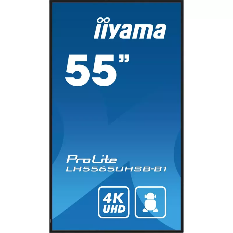 iiyama LH5565UHSB-B1 Signage ekranas Kiosko dizainas 138.7 cm (54.6 col.) LED Wi-Fi 800 cd/m² 4K Ultra HD Juodas Įmontuotas procesorius Android 11 24/7