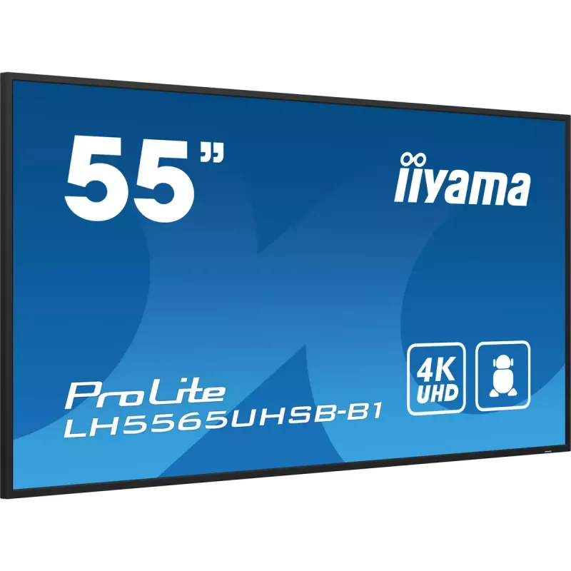 iiyama LH5565UHSB-B1 Signage ekranas Kiosko dizainas 138.7 cm (54.6 col.) LED Wi-Fi 800 cd/m² 4K Ultra HD Juodas Įmontuotas procesorius Android 11 24/7