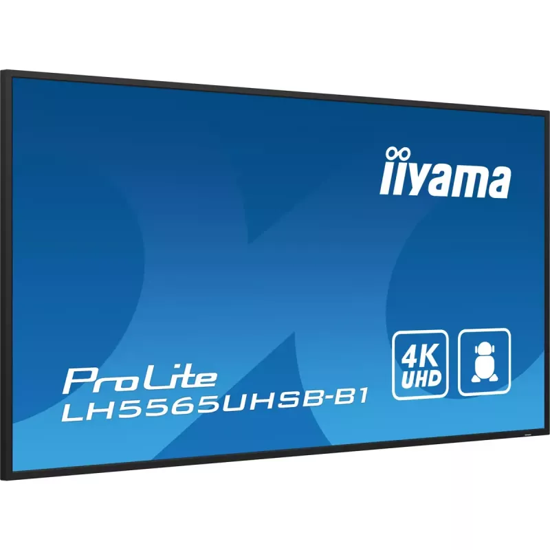 iiyama LH5565UHSB-B1 Signage ekranas Kiosko dizainas 138.7 cm (54.6 col.) LED Wi-Fi 800 cd/m² 4K Ultra HD Juodas Įmontuotas procesorius Android 11 24/7