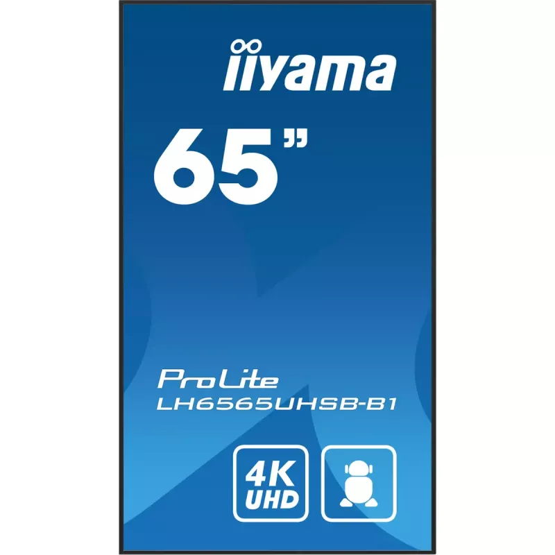 „iiyama LH6565UHSB-B1“ reklaminis ekranas su kiosko dizainu 163,8 cm (64,5 col.) LED Wi-Fi 800 cd/m² 4K Ultra HD juodas su integruotu procesoriumi Android 11 24/7