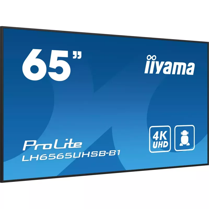 „iiyama LH6565UHSB-B1“ reklaminis ekranas su kiosko dizainu 163,8 cm (64,5 col.) LED Wi-Fi 800 cd/m² 4K Ultra HD juodas su integruotu procesoriumi Android 11 24/7