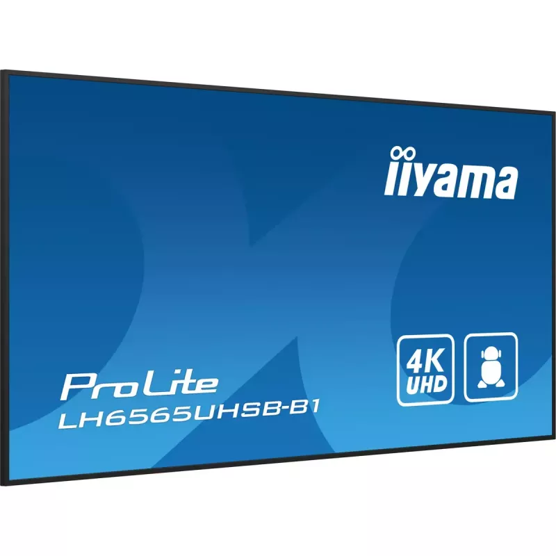„iiyama LH6565UHSB-B1“ reklaminis ekranas su kiosko dizainu 163,8 cm (64,5 col.) LED Wi-Fi 800 cd/m² 4K Ultra HD juodas su integruotu procesoriumi Android 11 24/7