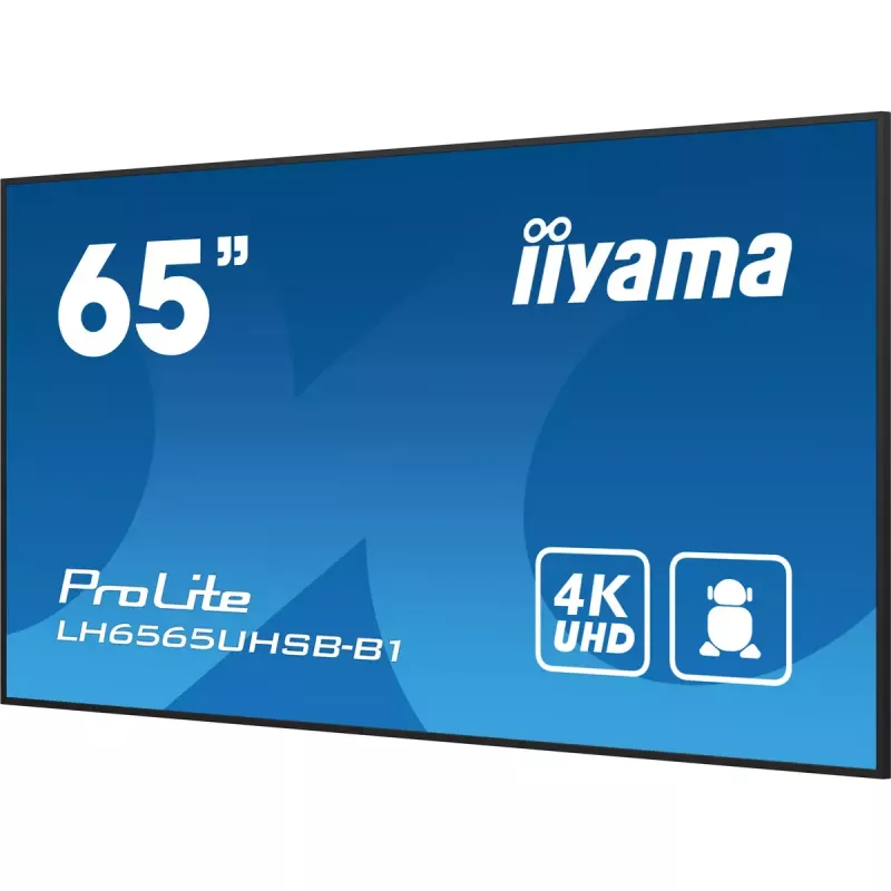 „iiyama LH6565UHSB-B1“ reklaminis ekranas su kiosko dizainu 163,8 cm (64,5 col.) LED Wi-Fi 800 cd/m² 4K Ultra HD juodas su integruotu procesoriumi Android 11 24/7