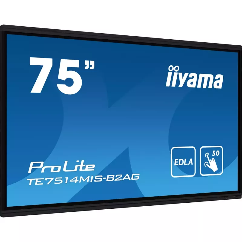 iiyama PROLITE TE7514MIS-B2AG Kiosko dizainas 190,5 cm (75 colių) LCD Wi-Fi 435 cd/m² 4K Ultra HD Juoda Liečiamasis ekranas Integruotas procesorius Android 24/7