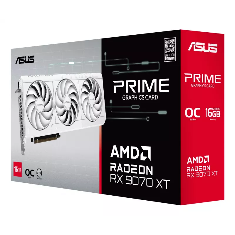 ASUS Prime -RX9070XT-O16G-WHITE AMD Radeon RX 9070 XT 16 GB GDDR6 vaizdo plokštė