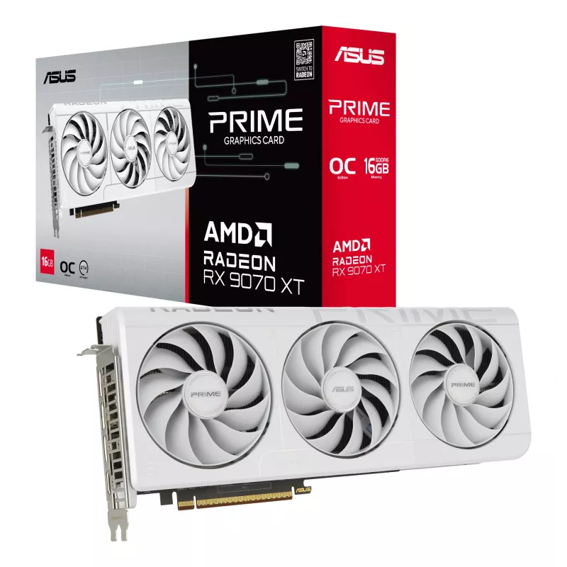 ASUS Prime -RX9070XT-O16G-WHITE AMD Radeon RX 9070 XT 16 GB GDDR6 vaizdo plokštė