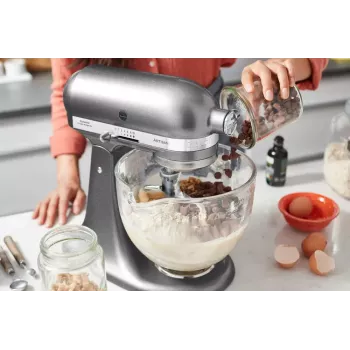 Stacionarus maišytuvas KITCHENAID ARTISAN 5KSM185PS — 300 W, 4,8 l nerūdijančio plieno dubuo, 10 greičių, sidabrinis