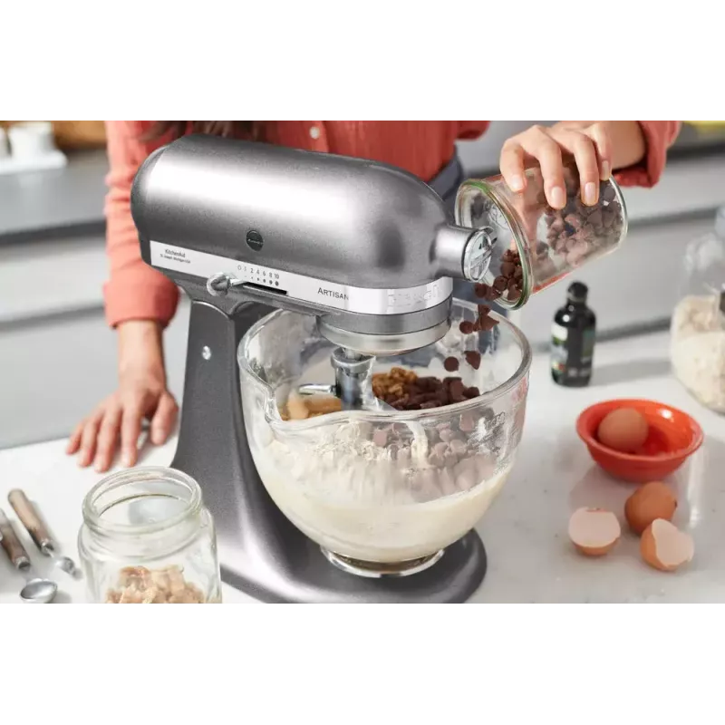 Stacionarus maišytuvas KITCHENAID ARTISAN 5KSM185PS — 300 W, 4,8 l nerūdijančio plieno dubuo, 10 greičių, sidabrinis