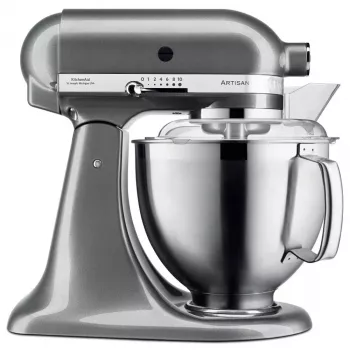 Stacionarus maišytuvas KITCHENAID ARTISAN 5KSM185PS — 300 W, 4,8 l nerūdijančio plieno dubuo, 10 greičių, sidabrinis