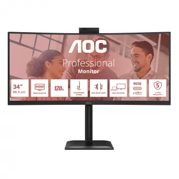 Monitorius AOC E4 CU34E4CW 86,4 cm (34 colių) 3440 x 1440 pikselių UltraWide Quad HD LED juodas