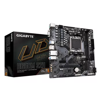 GIGABYTE B650M S2H pagrindinė plokštė – AMD Ryzen 9000 serijos procesoriams, 5+2+2 VRM fazės, DDR5 iki 6400 MHz (OC), 1xPCIe 4.0 M.2, GbE LAN, USB 3.2 Gen 1