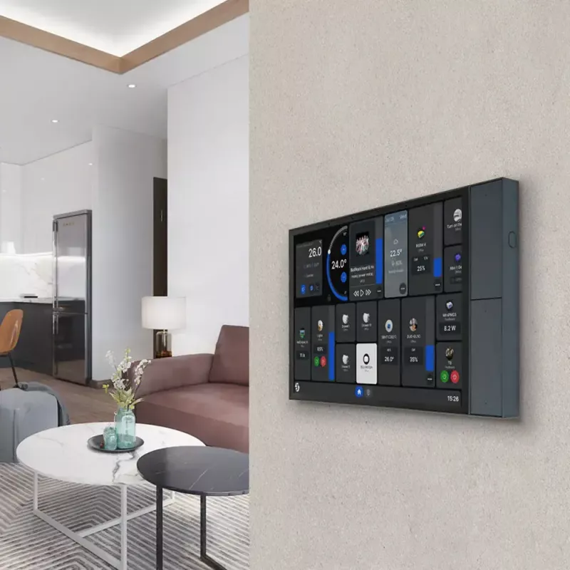 Sieninis valdymo skydelis Shelly Wall Display XL — 10,1 colio talpinis jutiklinis ekranas, 1280×752, Android, 1,8 GHz procesorius, 2 GB RAM, 100–240 V