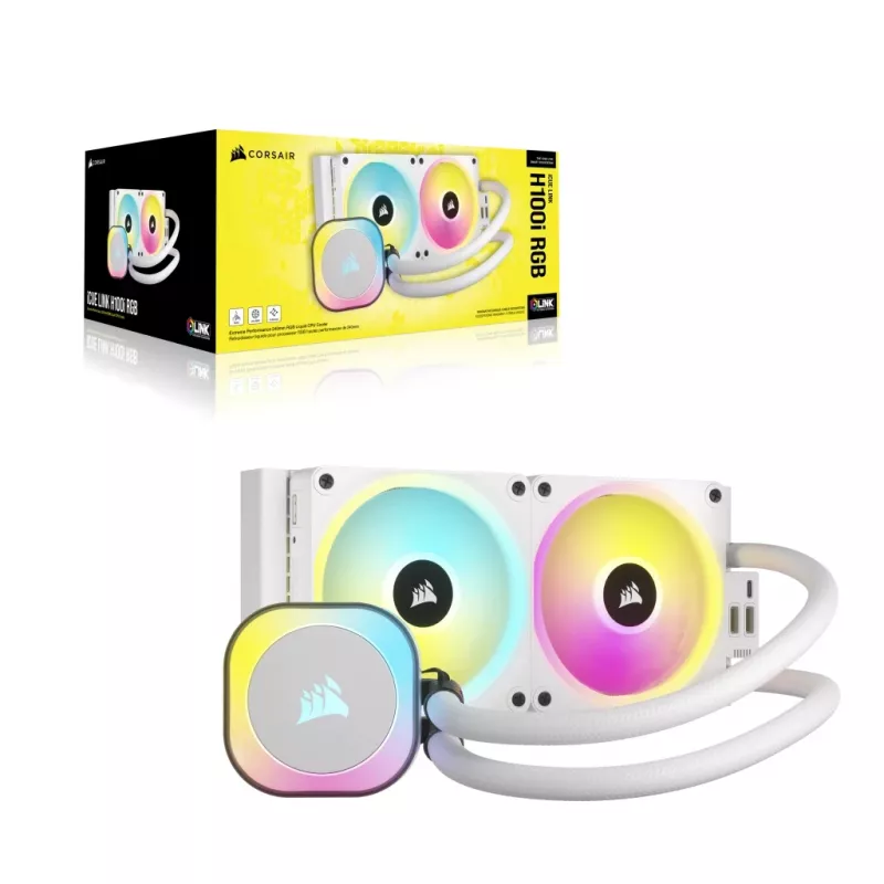 CORSAIR CPU aušintuvas - Icue Link H100I RGB AIO skystinis aušintuvas - Baltas
