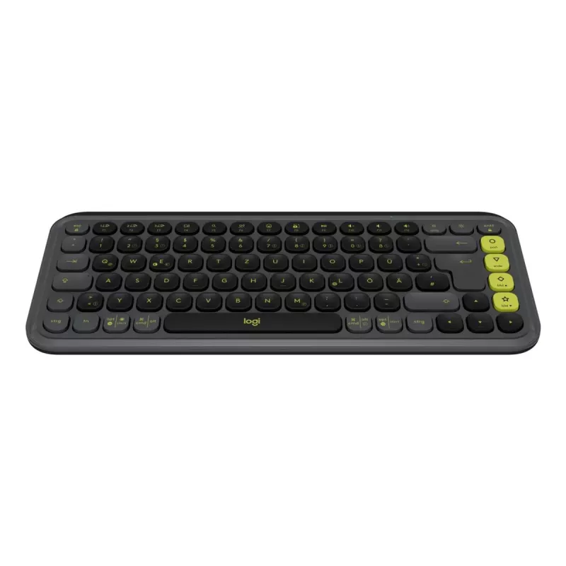 LOGITECH belaidė klaviatūra Pop Icon Keys - Graphite & Green QWERTZ vokiška