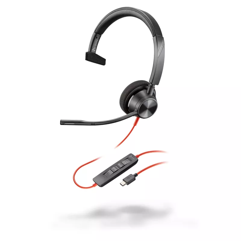 HP Poly Blackwire 3310 Monaural USB-C ausinės su USB-C/A adapteriu