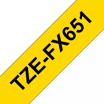 Brother TZE-FX651 lipni juosta, juoda ant geltonos, 8 m
