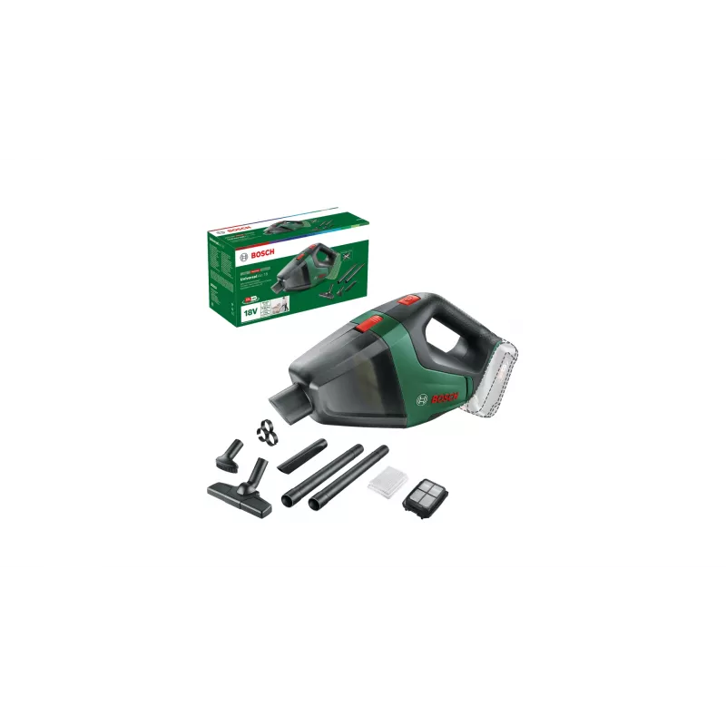 Bosch UniversalVac 18 2-in-1 lazdelinis siurblys su akumuliatoriumi, sausam valymui, be maišelio, juoda, žalia