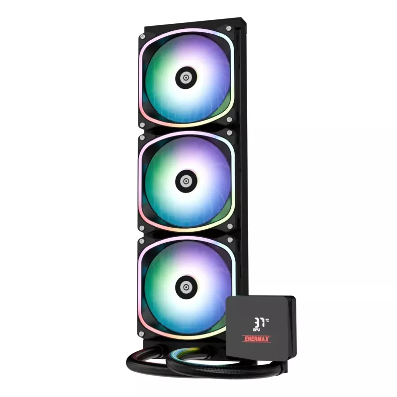 ENERMAX Aquafusion II 360 mm, skystas aušinimas CPU, 3x120 mm ventiliatoriai, 380 W TDP, juoda