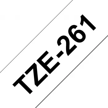 Brother TZE-261 laminuota etikečių juosta Juoda ant baltos TZ