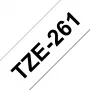 Brother TZE-261 laminuota etikečių juosta Juoda ant baltos TZ