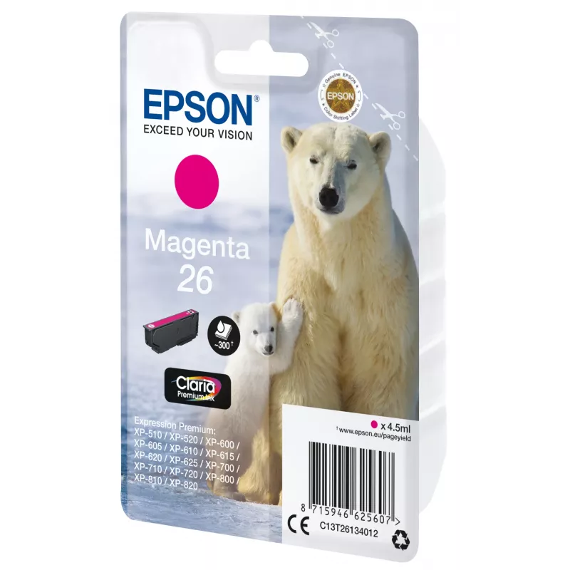 Epson Polar bear Singlepack Magenta 26 Claria Premium rašalo kasetė