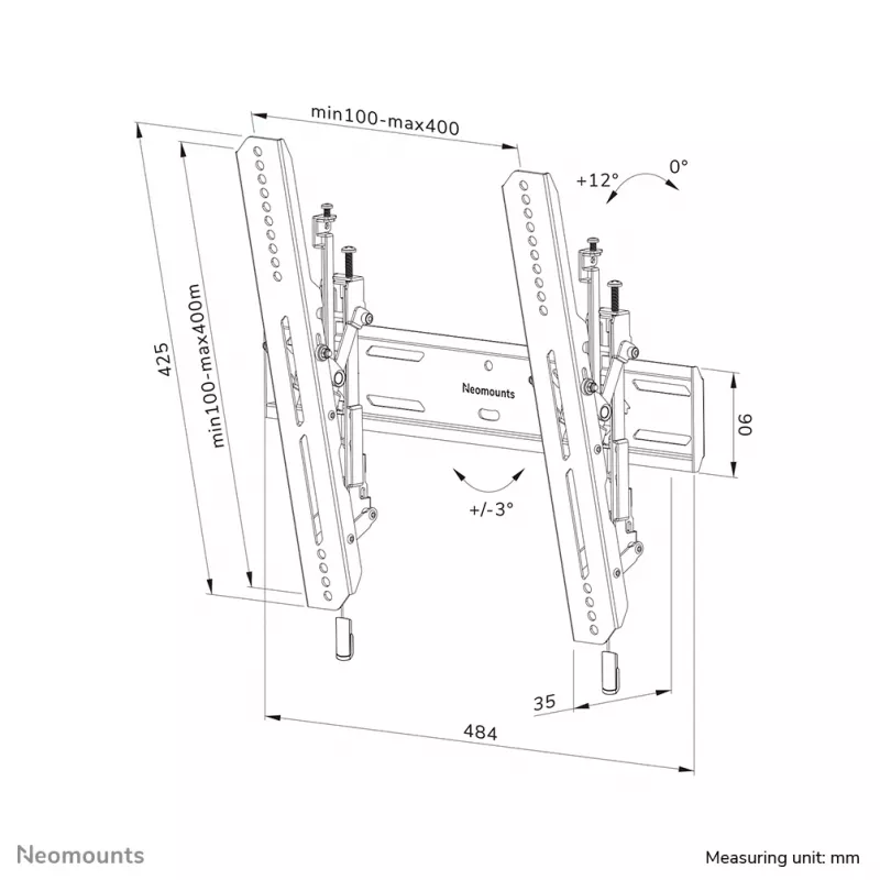 TV laikiklis prie sienos Neomounts WL35S-850BL14 Max svoris 50 kg 32-75 col.