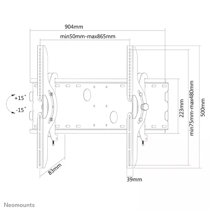 Neomounts PLASMA-W200BLACK TV laikiklis sieninis 37-85 colių - pakreipiamas