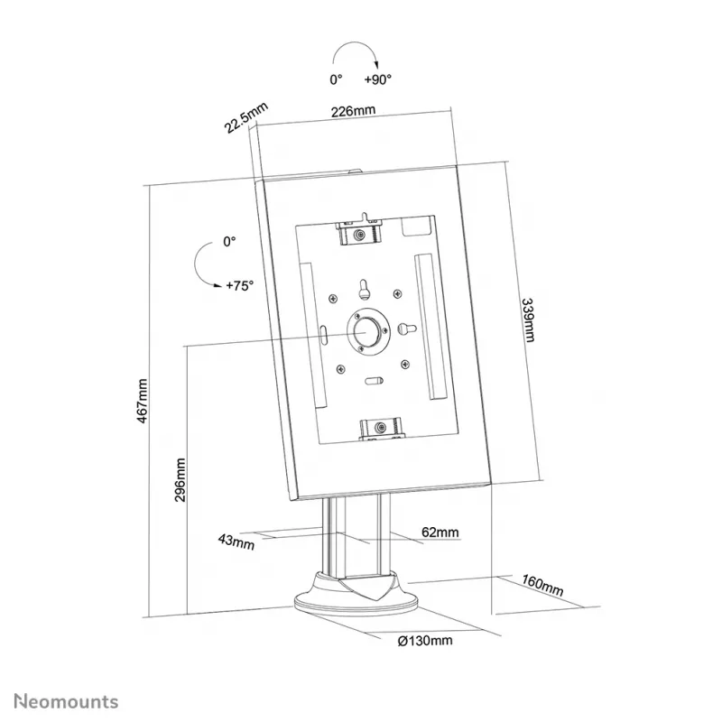 Neomounts DS15-640WH1 Planšetinio kompiuterio stovas ant stalo 9,7-11 colių - su užraktu