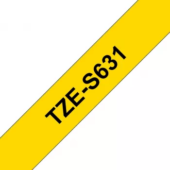 Brother TZE-S631 lipni juosta etiketėms 12 mm x 8 m, laminuota TZ, ypač stiprus lipnumas