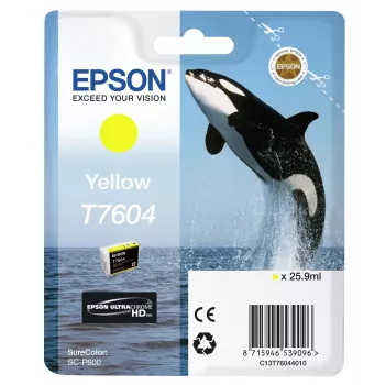 Originalus Epson T7604 geltonas kasečių rašalas