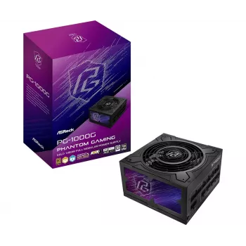 ASRock Phantom Gaming PG-1000G 750 W maitinimo blokas, ATX 20+4 pin, 80 PLUS Gold, 135 mm ventiliatorius, visiškai modulinis, juodas