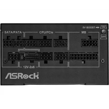 ASRock Phantom Gaming PG-1000G 750 W maitinimo blokas, ATX 20+4 pin, 80 PLUS Gold, 135 mm ventiliatorius, visiškai modulinis, juodas